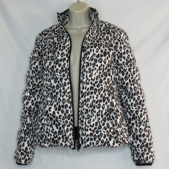 Bebe Women’s Cheetah Print Quilted Puffer Jacket Size S - Picture 2 of 12